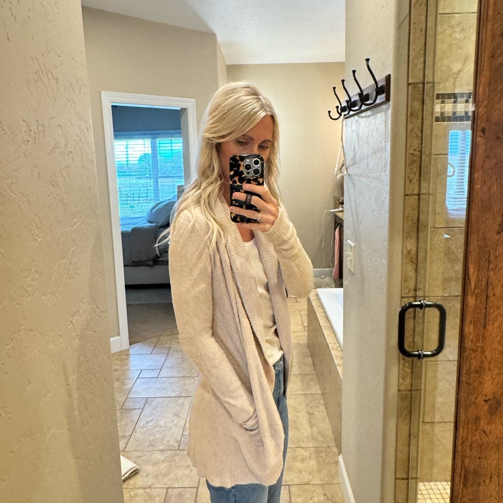Barefoot Dreams Cozy Open-Front Cream Women’s Cardigan Sweater